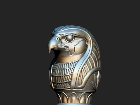 EGYPTIAN HORUS PHARAOH WALKING STICK HANDLE 3D PRINTABLE STL CNC 3D Print Model
