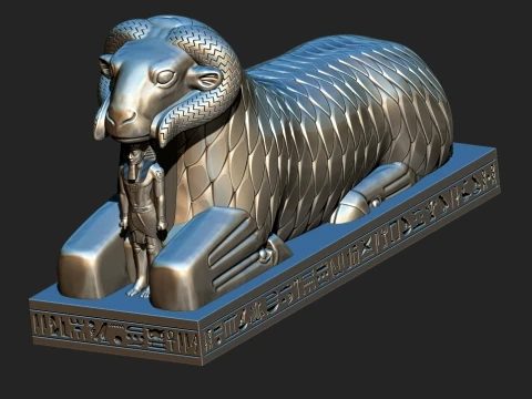 AMUN RAM SPHINX EGYPTIAN PHARAOH STATUE 3D PRINTABLE STL Modelo de impresión 3D