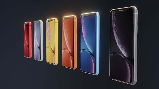 i phone xr in all apple official colors 3D Модель .c4d .max .obj .3ds .fbx .stl .blend 