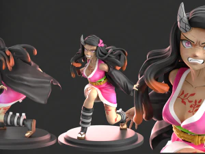 Nezuko 粉丝艺术雕塑准备打印 3D 打印模型
