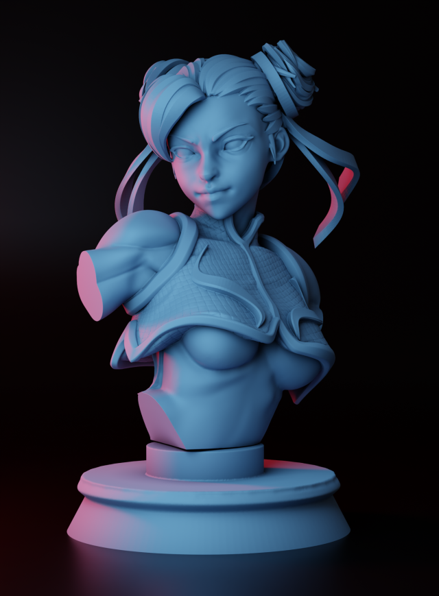 CHUNLI BUST FOR 3D PRINT 3D प्रिंट मॉडल .c4d .max .obj .3ds .fbx .stl .blend 
