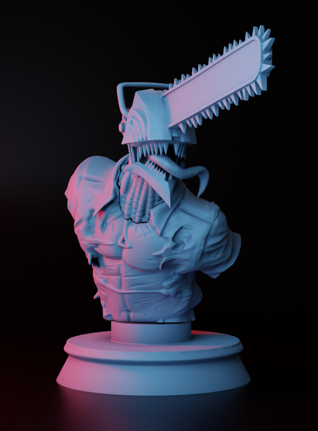 CHAINSAWMAN BUST FOR 3D PRINT Modelo de impresión 3D .c4d .max .obj .3ds .fbx .stl .blend 