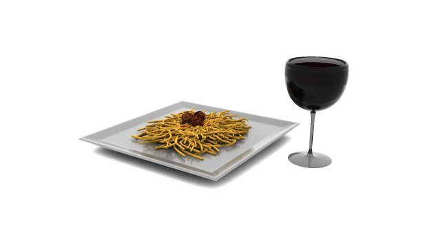pasta and wine 3D मॉडल .c4d .max .obj .3ds .fbx .stl .blend