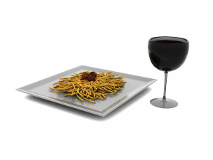 pasta and wine 3D Model