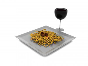 pasta and wine 3D मॉडल