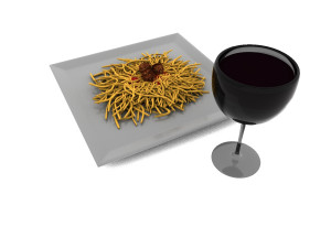 pasta and wine 3D मॉडल
