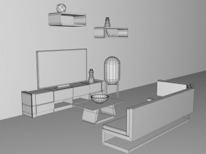 living room set 3D 模型