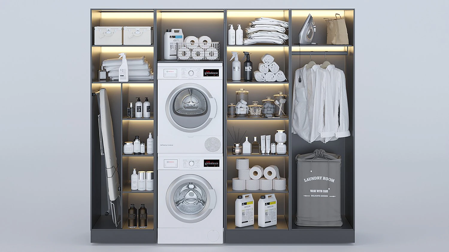 laundry room shelves 3D Model .c4d .max .obj .3ds .fbx .stl .blend