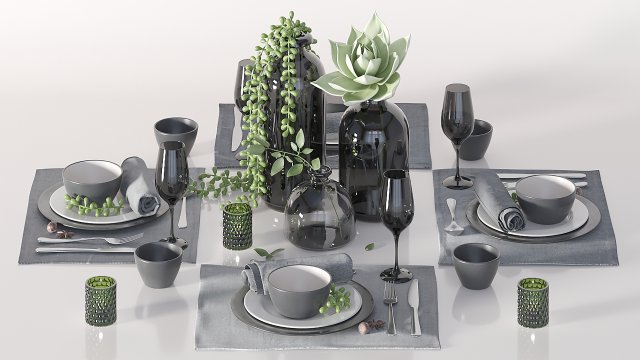 table setting 3D 模型 .c4d .max .obj .3ds .fbx .stl .blend 
