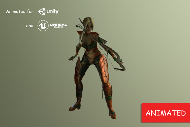 elf warrioranimated 3D मॉडल .c4d .max .obj .3ds .fbx .stl .blend 