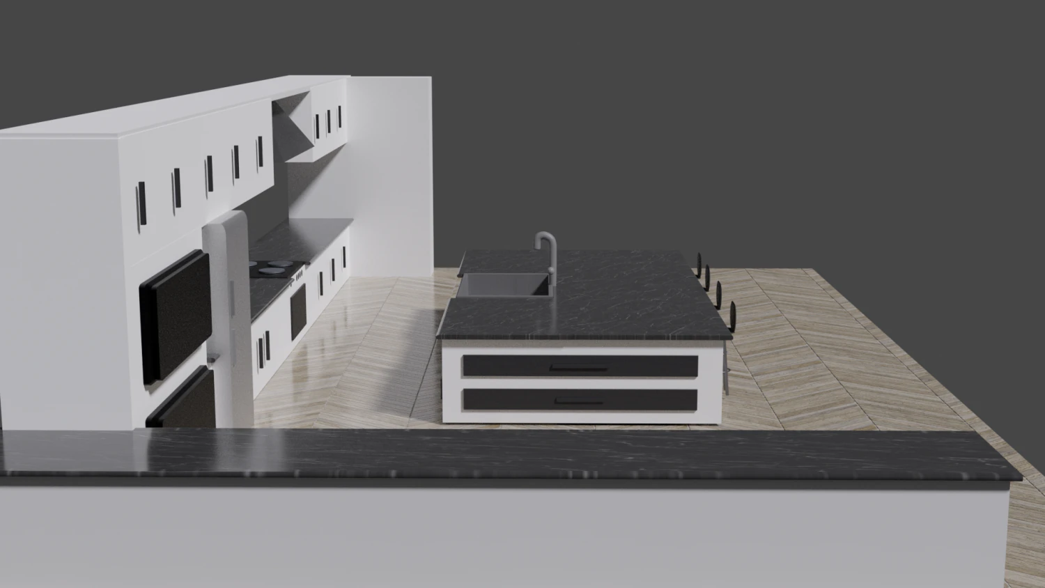 kitchen american style 3D Model .c4d .max .obj .3ds .fbx .stl .blend 