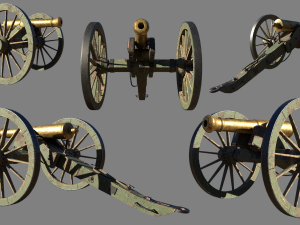 6 pounder brass cannon - model 1841 Modello 3D