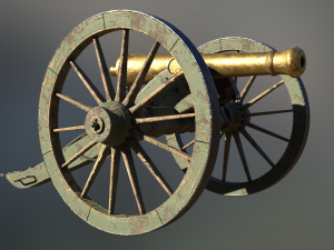 6 pounder brass cannon - model 1841 Modello 3D