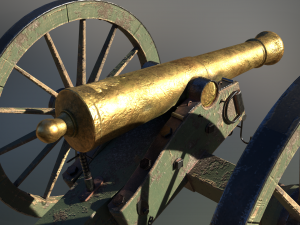 6 pounder brass cannon - model 1841 Modello 3D