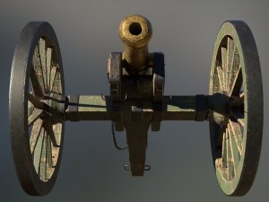 6 pounder brass cannon - model 1841 Modello 3D