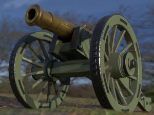 12 pounder brass cannon - m1736 3D Model