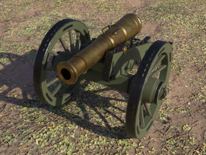 12 pounder brass cannon - m1736 3D Model