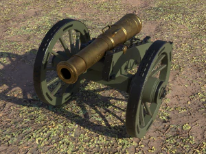 12 pounder brass cannon - m1736 3D Model