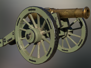 12 pounder brass cannon - m1736 3D Model