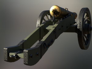 12 pounder brass cannon - m1736 3D Model