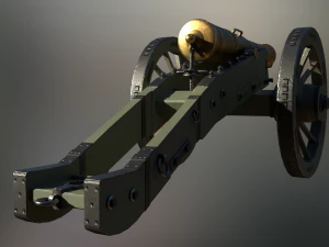 12 pounder brass cannon - m1736 3D Model