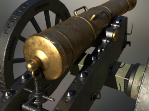 12 pounder brass cannon - m1736 3D Model