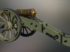 12 pounder brass cannon - m1736 3D Model