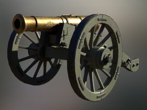 12 pounder brass cannon - m1736 3D Model