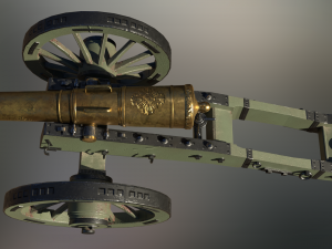 12 pounder brass cannon - m1736 3D Model
