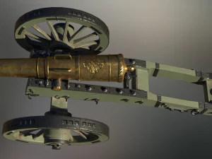 12 pounder brass cannon - m1736 3D Model