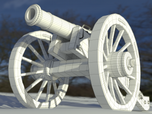 12 pounder brass cannon - m1736 3D Model