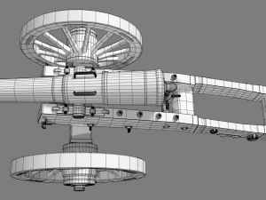 12 pounder brass cannon - m1736 3D Model