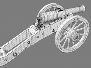 12 pounder brass cannon - m1736 3D Model