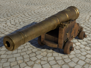 36 pounder brass naval bombardment cannon Modelo 3D