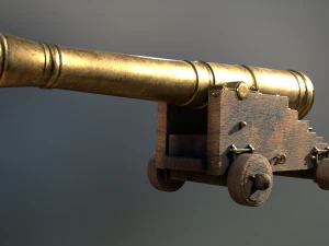 36 pounder brass naval bombardment cannon 3D Model