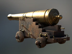 36 pounder brass naval bombardment cannon 3D Model