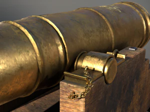 36 pounder brass naval bombardment cannon 3D Model