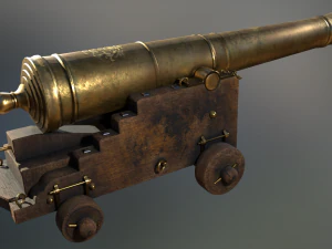 36 pounder brass naval bombardment cannon 3D Model