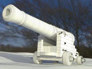 36 pounder brass naval bombardment cannon 3D Model