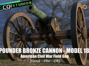 6 pounder bronze cannon - model 1841 3D Models