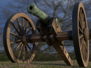 6 pounder bronze cannon - model 1841 3D Модель