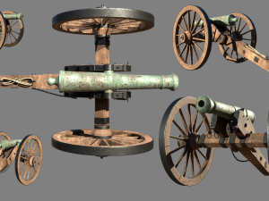 6 pounder bronze cannon - model 1841 3D Модель