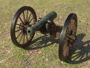 6 pounder bronze cannon - model 1841 3D Модель