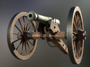 6 pounder bronze cannon - model 1841 3D Модель