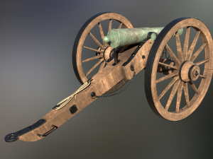 6 pounder bronze cannon - model 1841 3D Модель