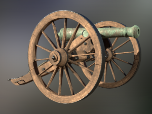 6 pounder bronze cannon - model 1841 3D Модель