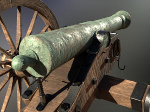6 pounder bronze cannon - model 1841 3D Модель