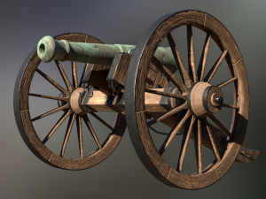 6 pounder bronze cannon - model 1841 3D Модель
