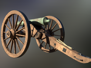 6 pounder bronze cannon - model 1841 3D Модель