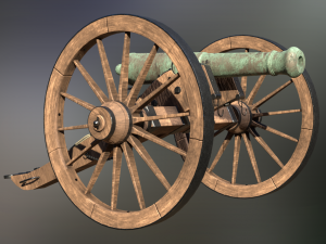 6 pounder bronze cannon - model 1841 3D Модель